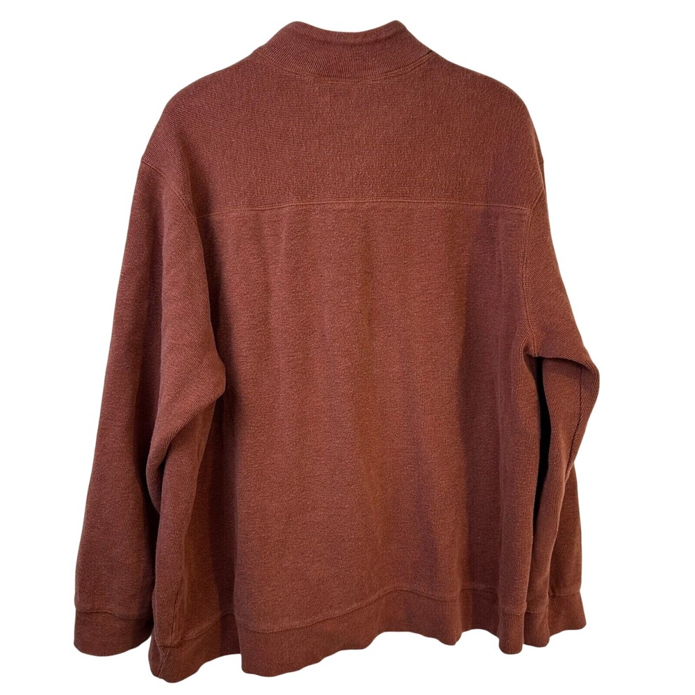 Tasso Elba Spa Mens Rust Red Dad Pullover Henley Cotton Sz XXL 1/4‎ Zip Sweater - Picture 10 of 16